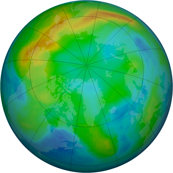 Arctic ozone map for 28 November 1990